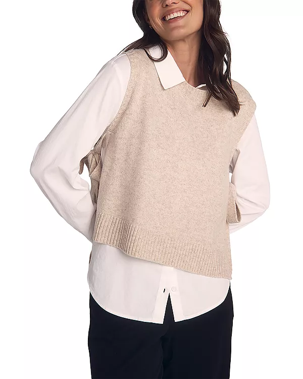 

Жилет из шерсти и кашемира с боковой завязкой Bella Dahl, бежевый