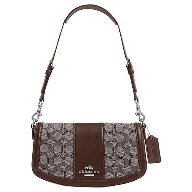 

COACH Женская кожаная сумка через плечо среднего размера из кожи коровы с тканевыми вставками в цвете дуб клен и коричневый