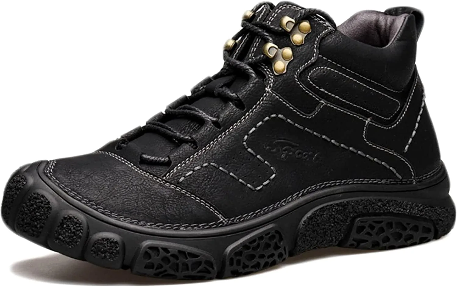 

Мужские кожаные ботинки Yiozoi, высокие, защищающие от снега, теплые, для осени и зимы, на шнуровке, удобные, повседневные, до щиколотки, для прогулок, черный