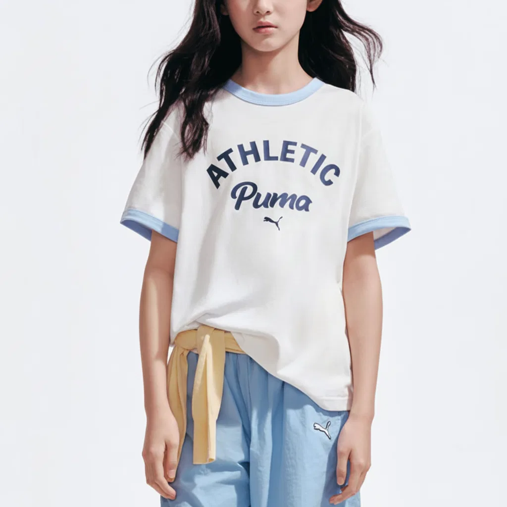 Детская футболка V-Neck PUMA, Raw White 10101 — фото 4