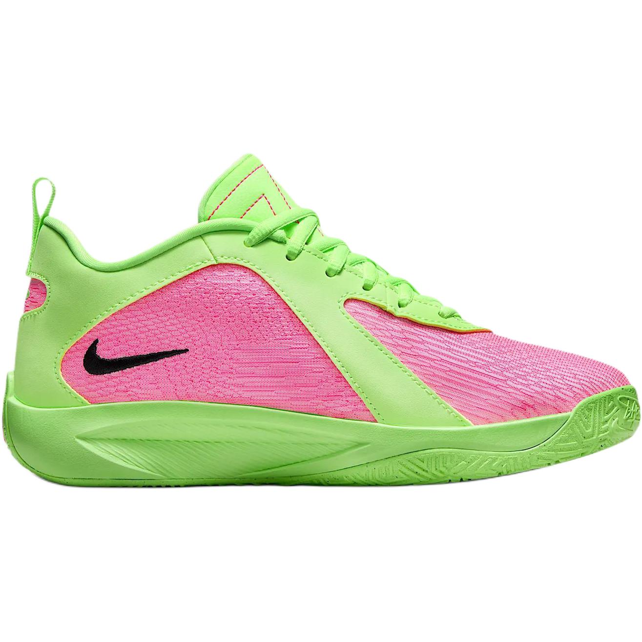 Nike Детские баскетбольные кроссовки Giannis Freak 6 Breathable Cushioning Low Top розовые зеленые — фото 3