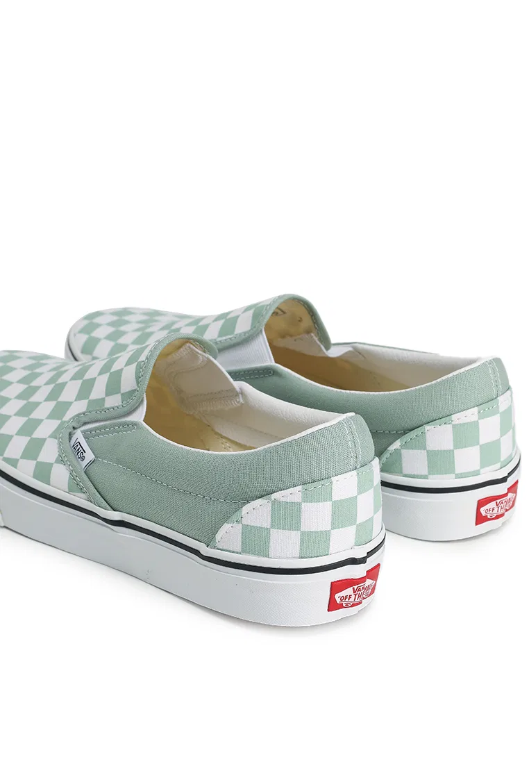 Слипоны детские, классические, Vans, серый/оливковый — фото 3