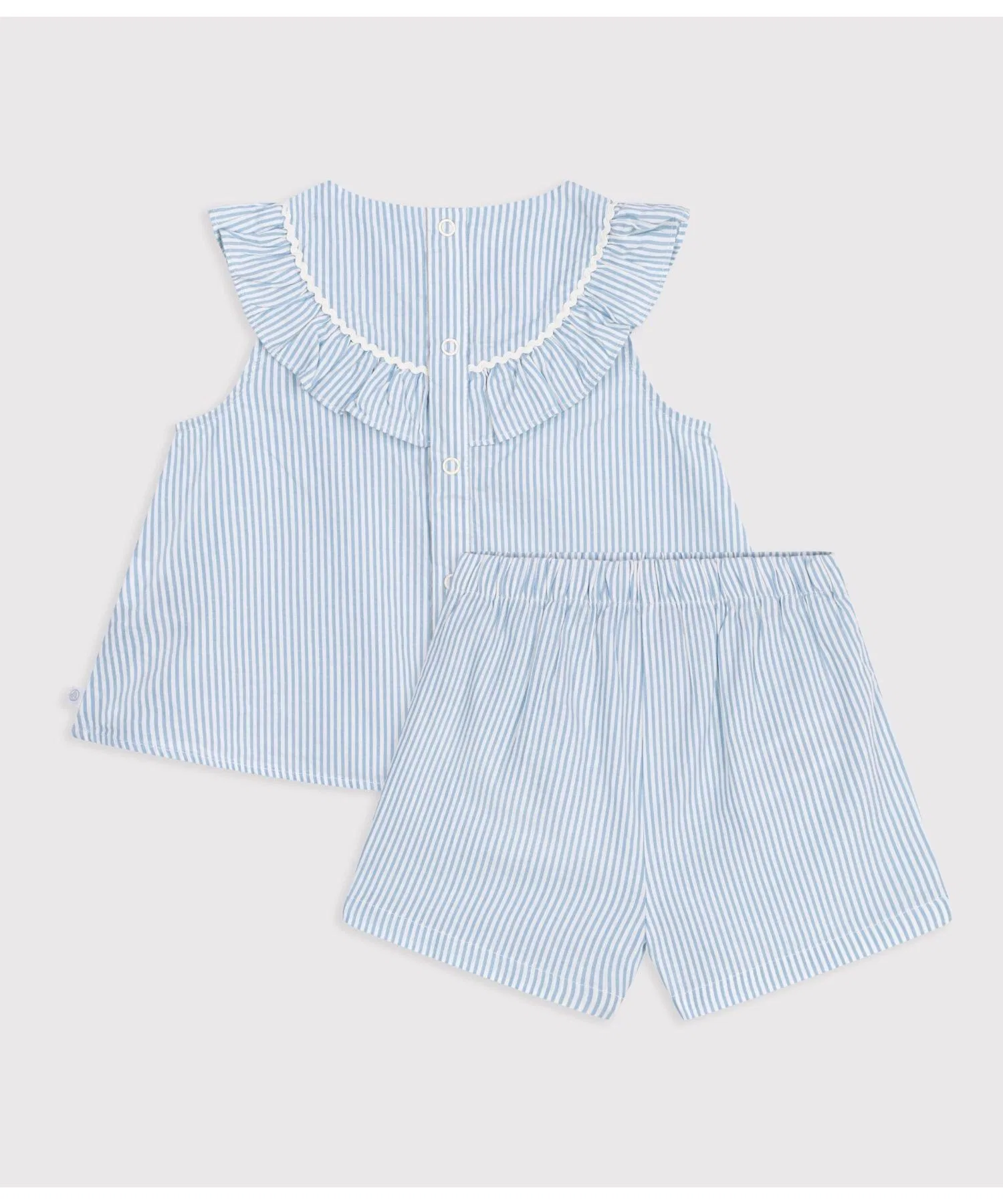 Детский комплект из хлопка Petit Bateau с оборками бежевый — фото 3
