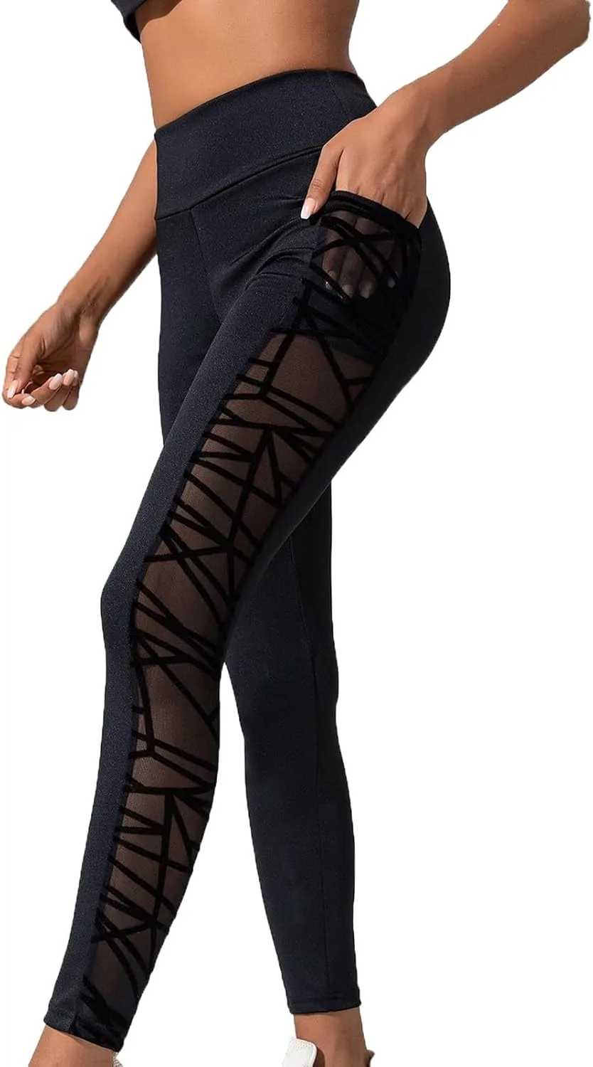 

Женские леггинсы с цветочным кружевом и аппликацией Casual High Waist Butt-Lifting