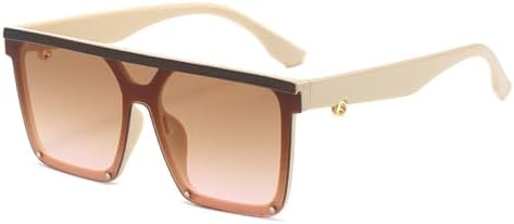 

Модные квадратные солнцезащитные очки 2027 года для мужчин, большие, в стиле панк, черного цвета, солнцезащитные очки для женщин, винтажные, с заклепками MTZJH, Beige-brownpink