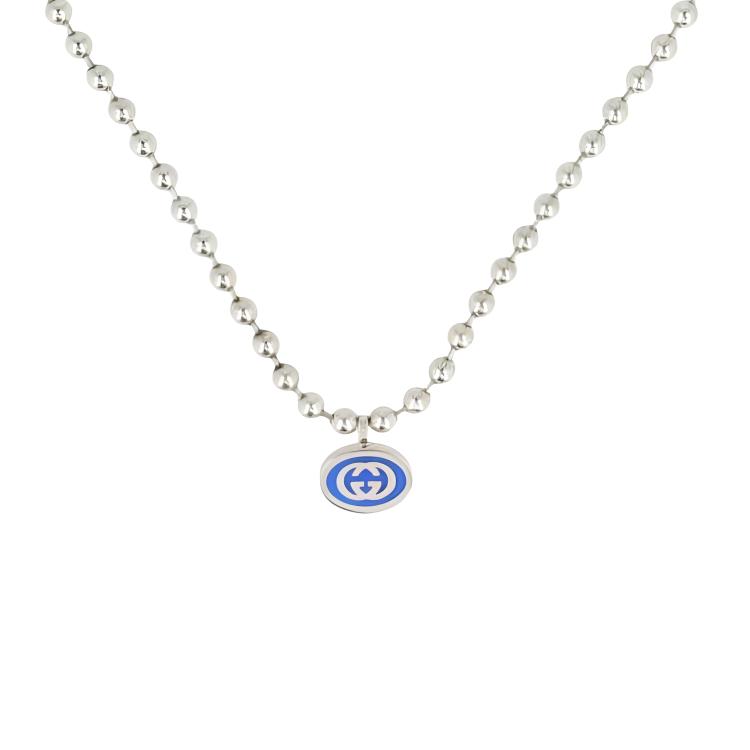 

GUCCI Серебряное колье Sterling Silver для женщин, цвет Silver/Blue