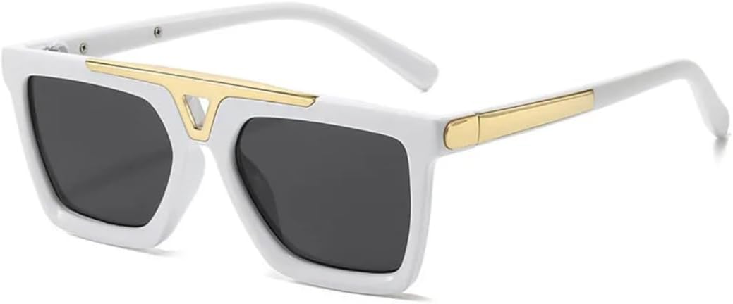 

Большие солнцезащитные очки для женщин и мужчин, винтажные, в крупной оправе, с металлическими вставками, модные очки для женщин, защита от УФ-излучения UV400 VFDHN, White Gray