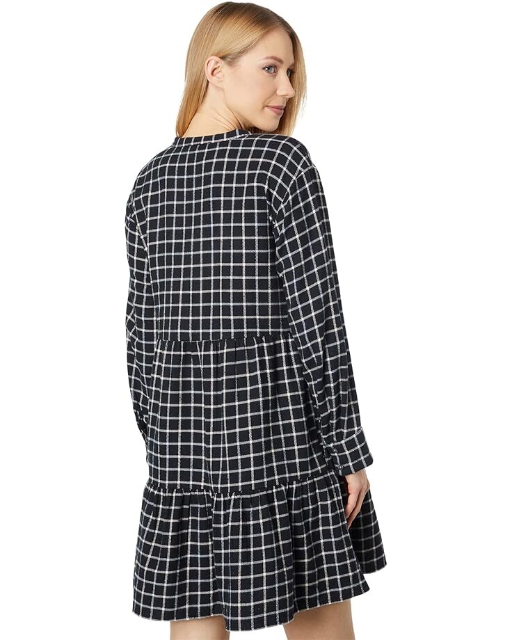 

Платье Madewell Long Sleeve Button Placket Tiered Mini Dress, реальный черный