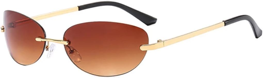 

Солнцезащитные очки с защитой UV400 | Без оправы, «кошачий глаз», цветные линзы | Для женщин и мужчин, для занятий спортом на открытом воздухе и вождения DSVIGF, Gold-brown