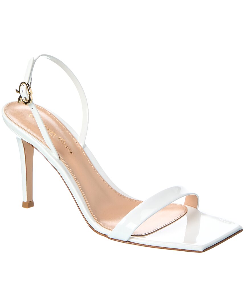 Gianvito Rossi Ribbon Stiletto 85 Patent Sandal, белый
