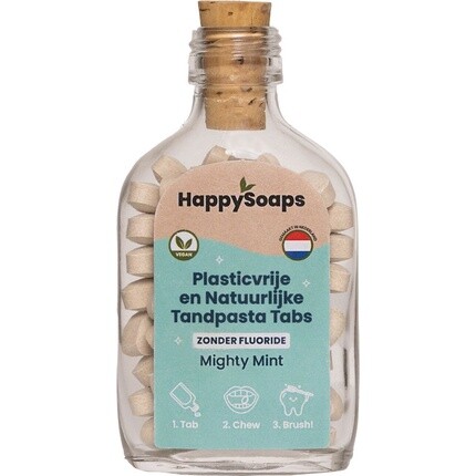 

Happysoaps Зубная паста ТаблеткиБез фторидаMighty Mint62 Таблетки
