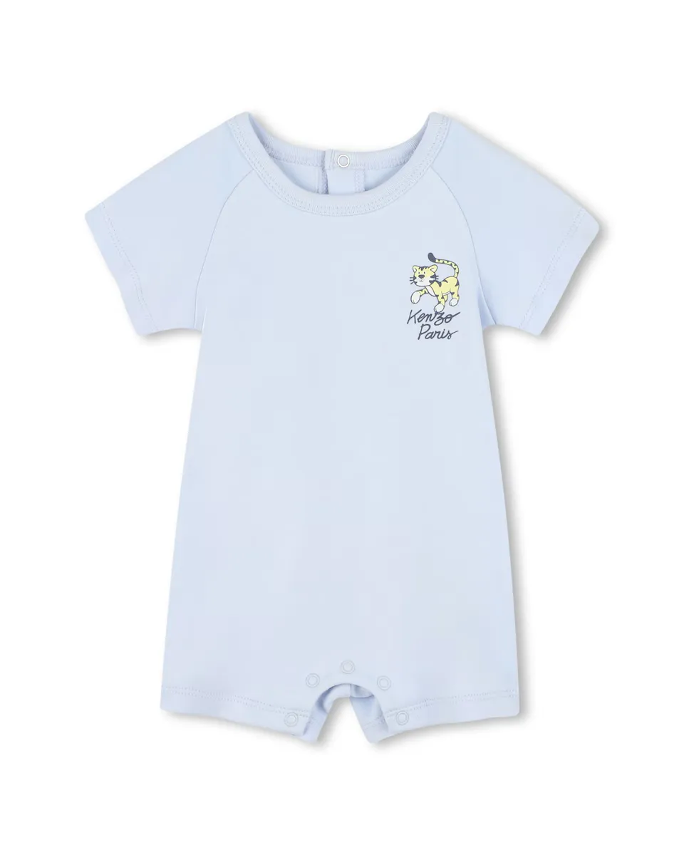 

Комбинезон для мальчика из 100% хлопка с застежкой на спине Kenzo Kids, голубой