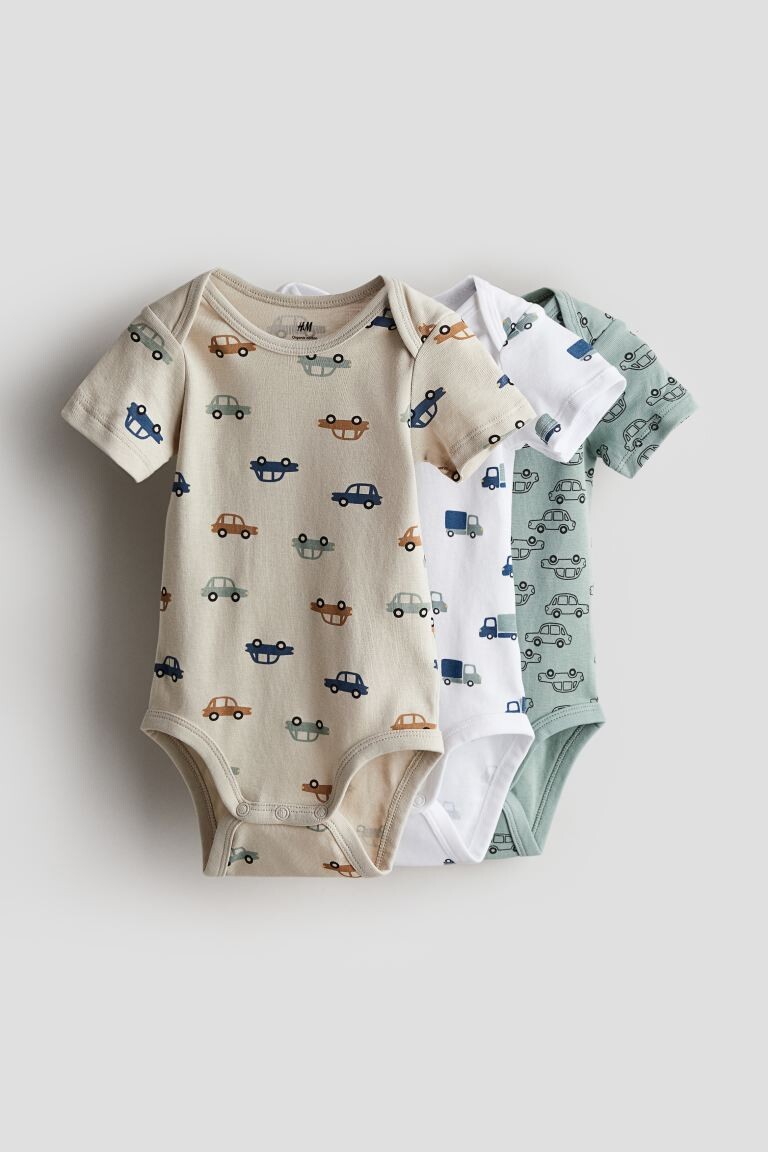 

Комплект из 3 хлопковых боди H&M, бежевый