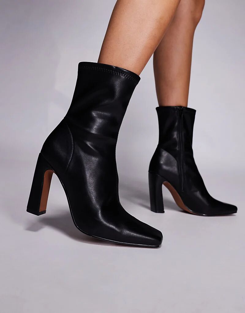Эластичные ботинки River Island на квадратном каблуке черного цвета