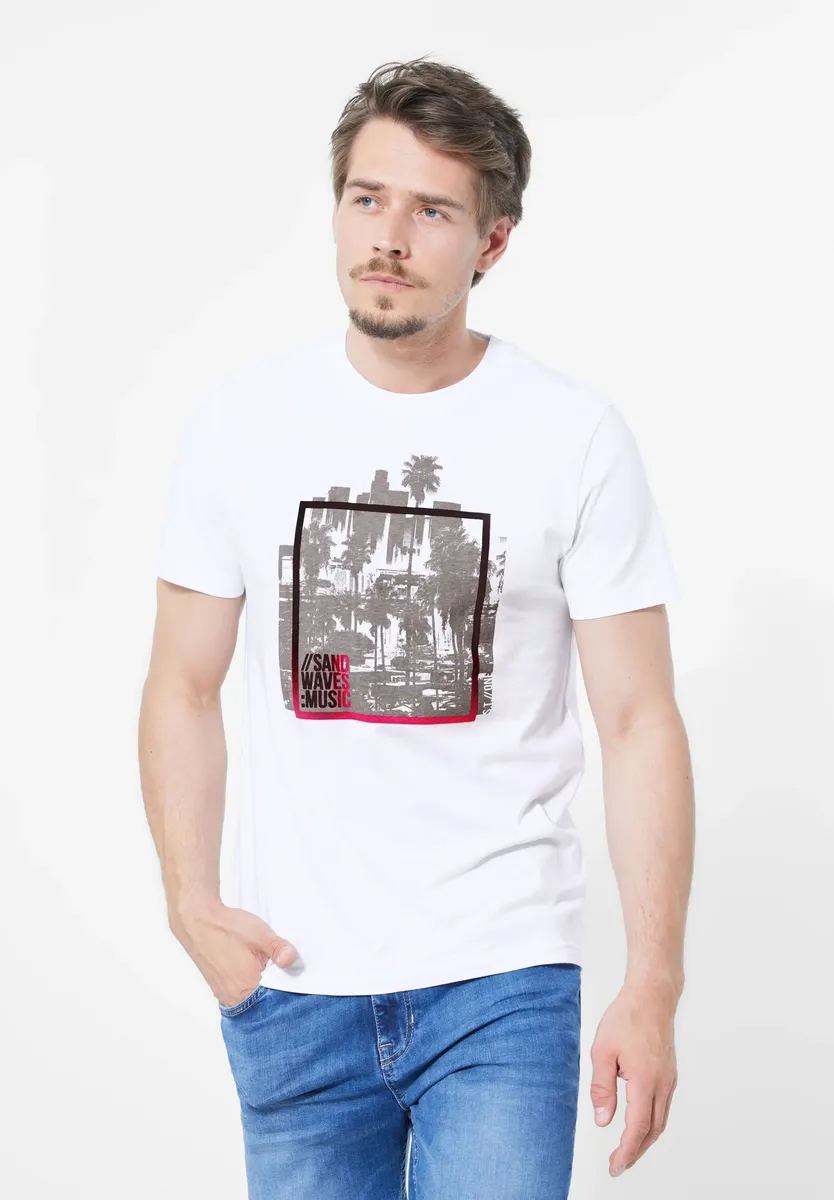 

Футболка STREET ONE MEN с надписью, белый