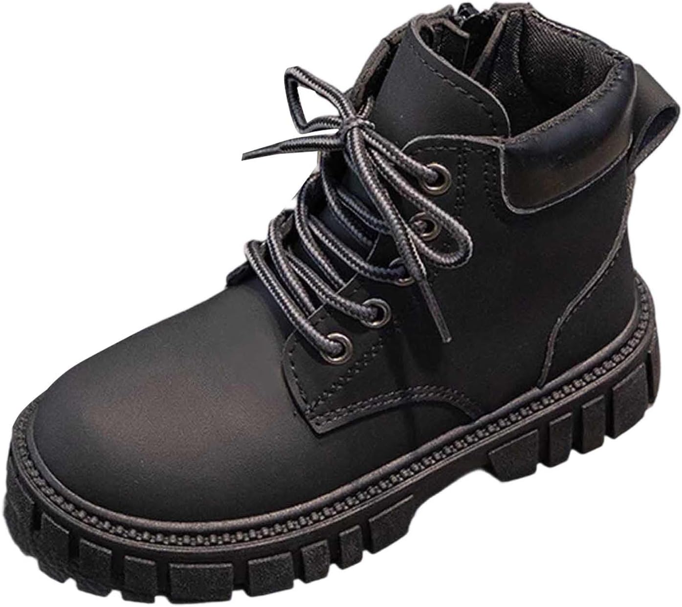 

Детские ботильоны для девочек на шнуровке, с молнией сбоку, кожаные, в стиле милитари и гот, короткие прогулочные ботинки Generic, #013