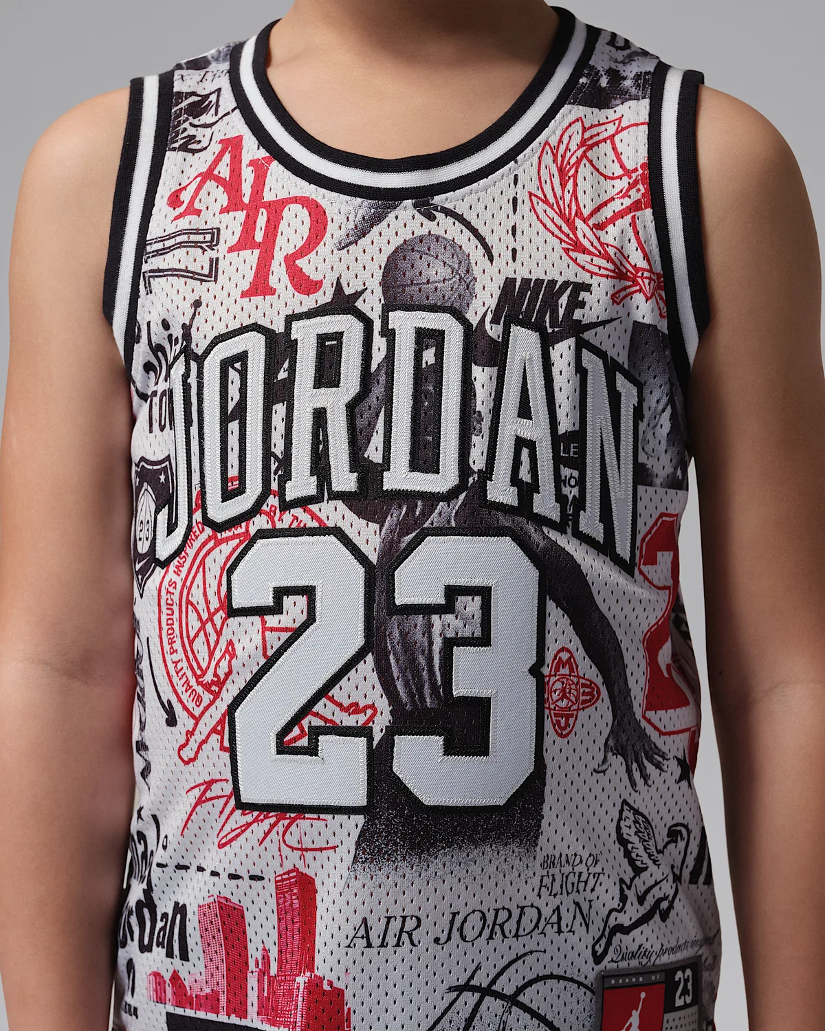 Детская майка Jordan Little Kids' Printed 23 Jersey, Neutral Grey — фото 4
