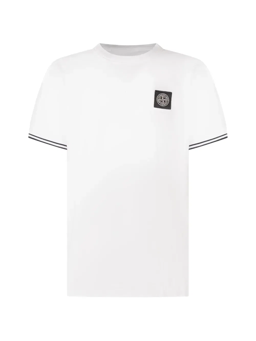 Футболка с нашивкой-логотипом и полосатой окантовкой Stone Island Junior, белый