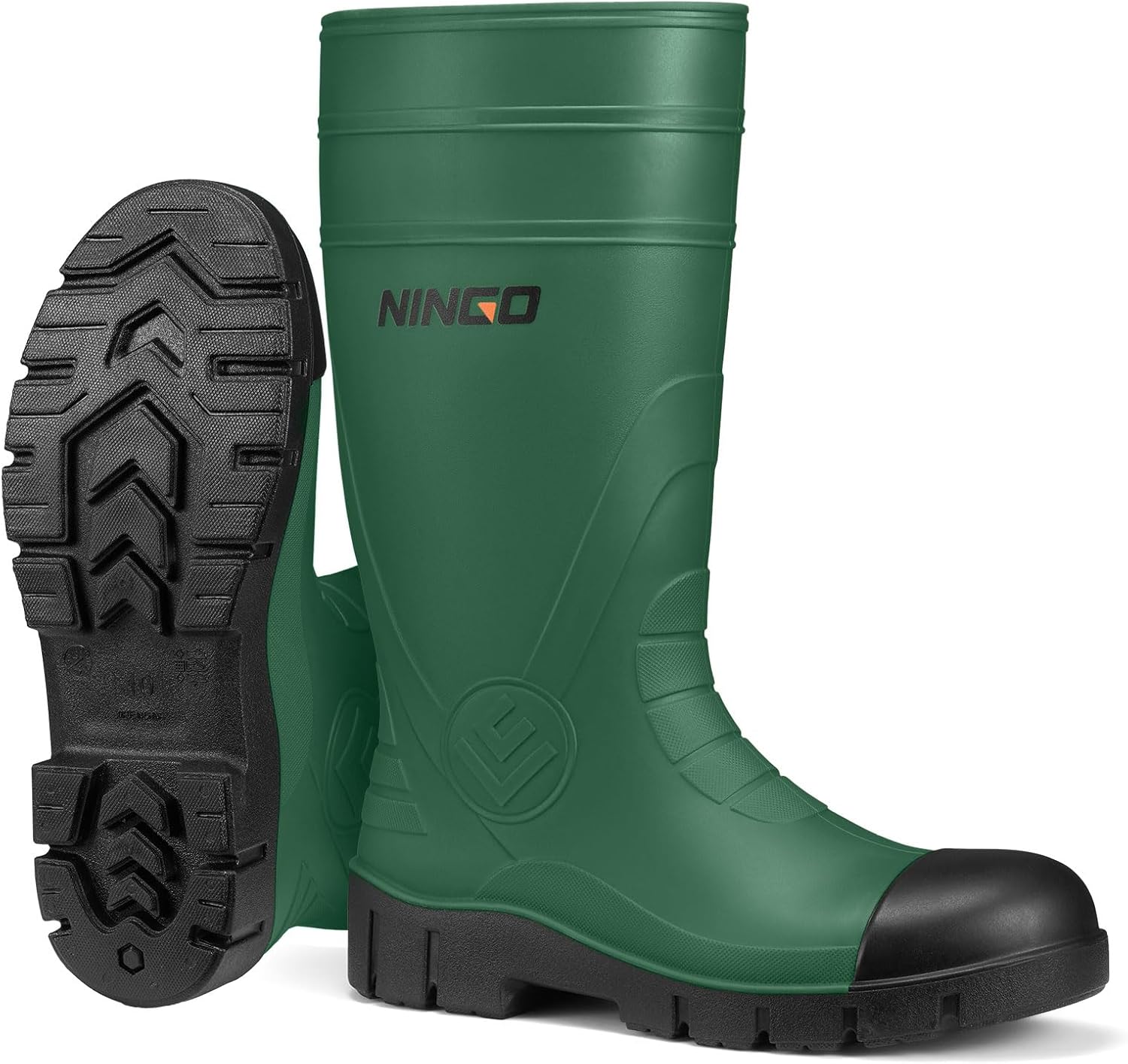 

Мужские резиновые сапоги NINGO с стальным носком, водонепроницаемые PVC-сапоги с защитой от проколов и скольжения, высокие резиновые сапоги для дождя и грязи на улице, прочная обувь для рыбалки, сада и сельского хозяйства, зеленый