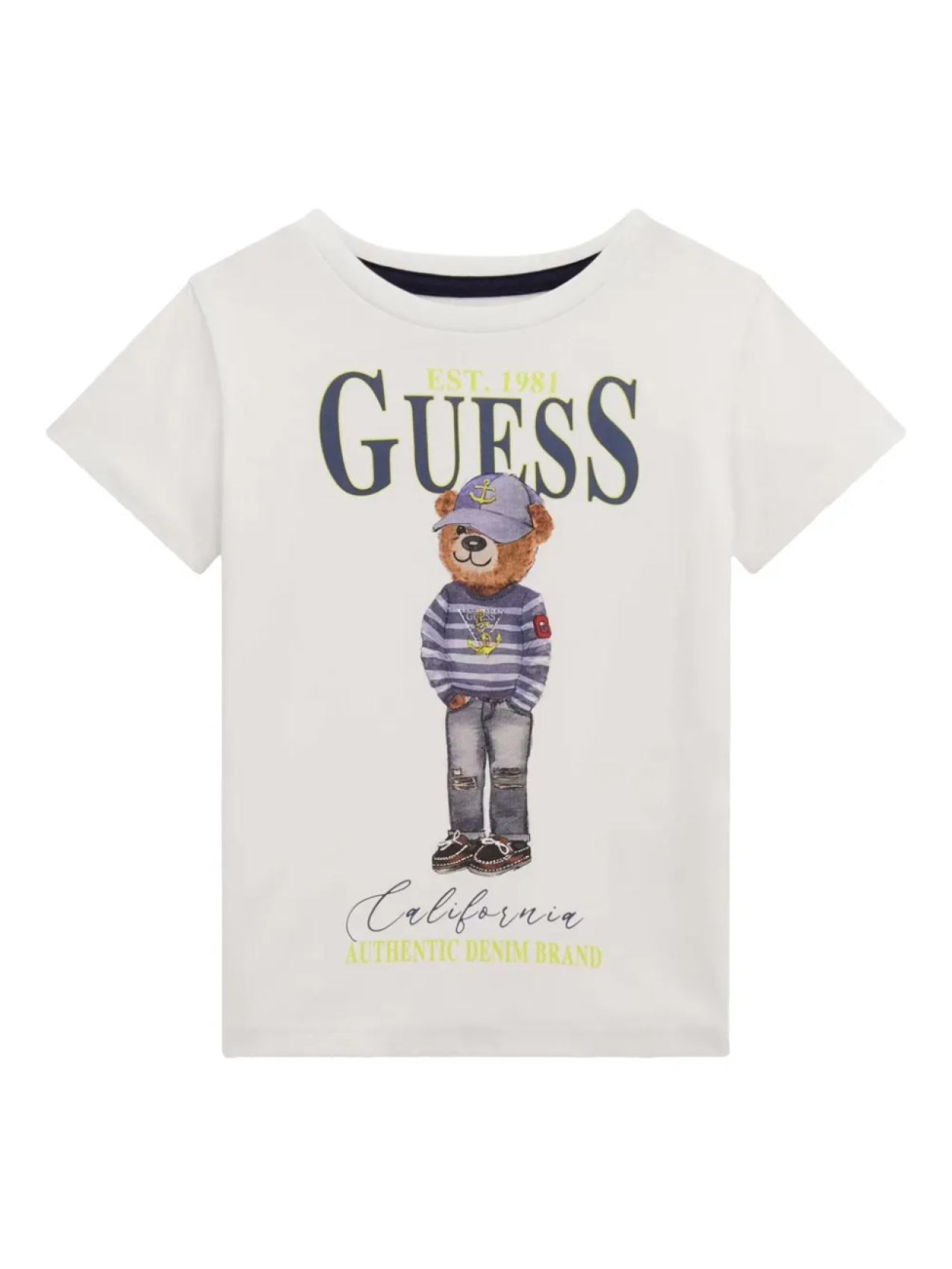 

Футболка из хлопка с принтом плюшевого мишки guess kids, белый