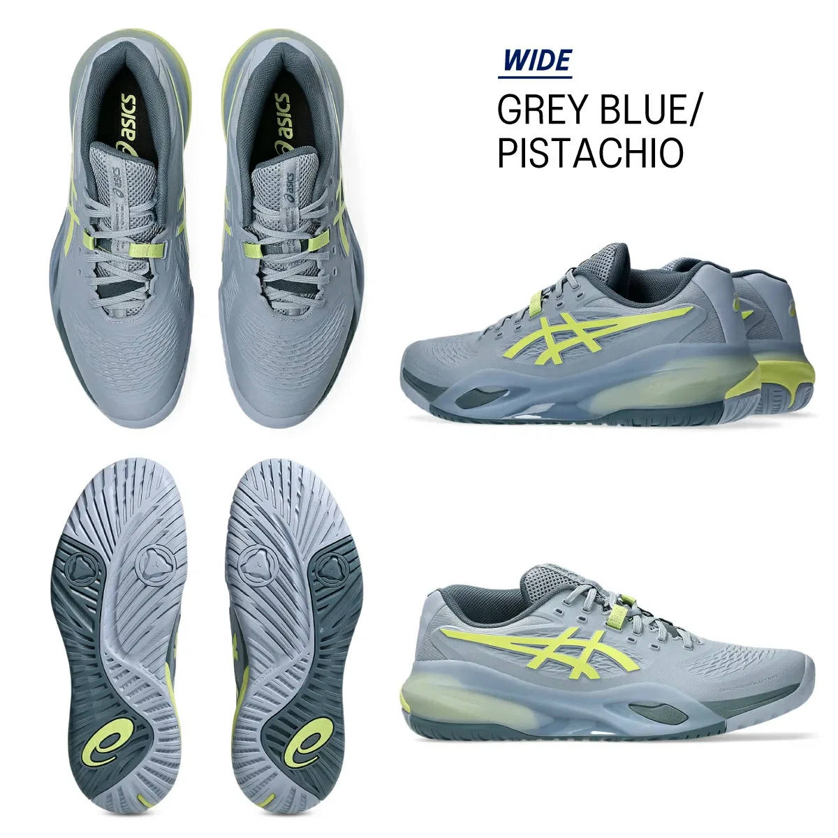 Мужские теннисные кроссовки «GEL-Resolution X Wide» от ASICS, White/Aurora Green — фото 3