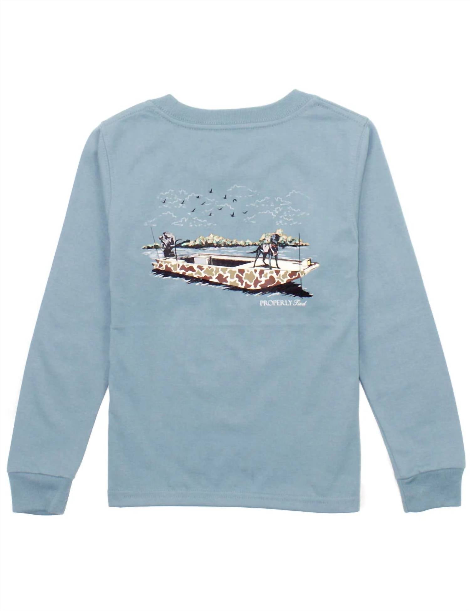 

Рубашка Boat Ride Ls стального синего цвета Properly Tied