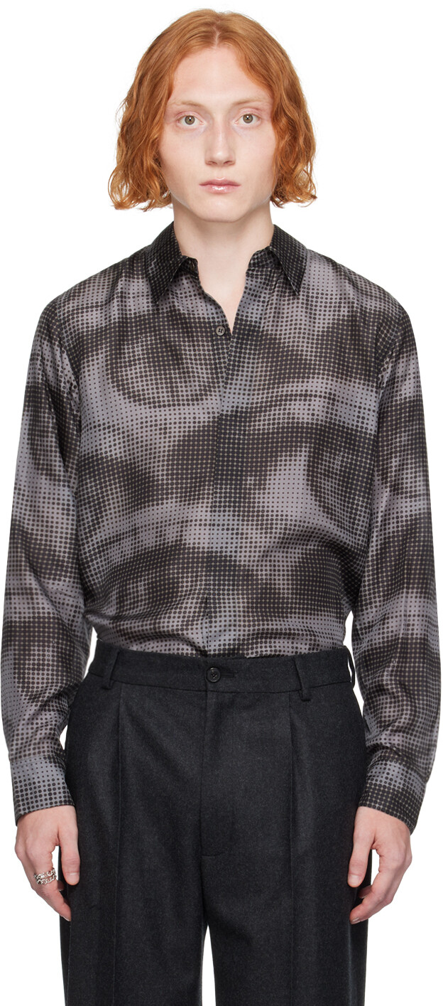 

Серая графическая рубашка Dries Van Noten