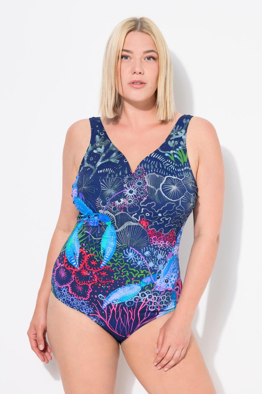 

ULLA POPKEN Женский купальник с вырезом лобстер в форме сердечка, мягкие чашечки из переработанного материала