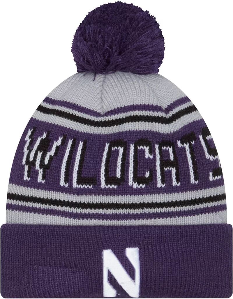 

Мужская шапка New Era Northwestern Wildcats с фиолетовым помпоном и надписью