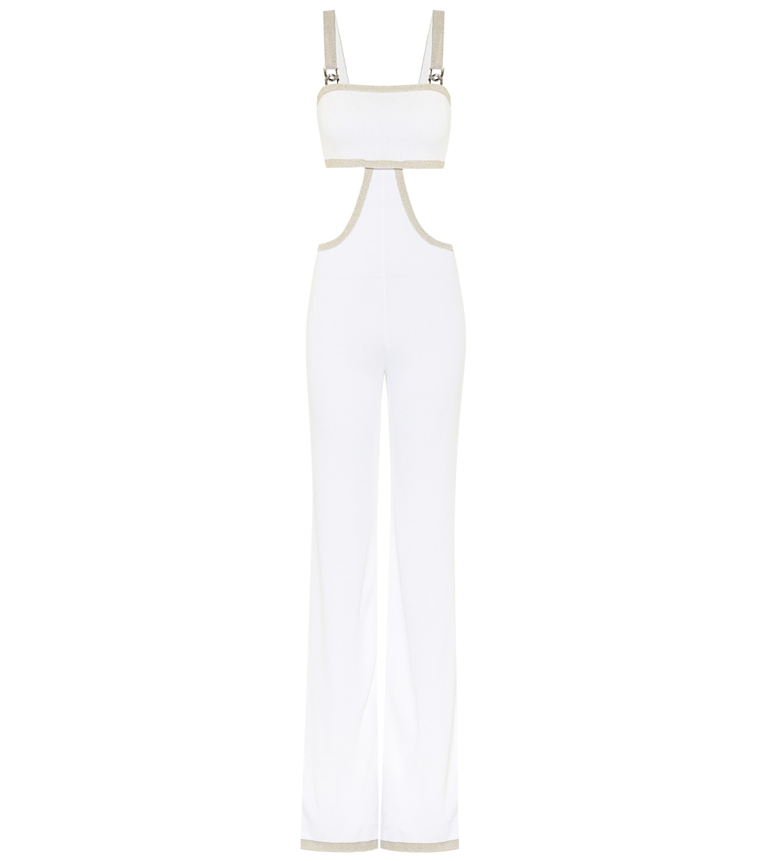 Трикотажный комбинезон с вырезом Balmain, Blanc/Or