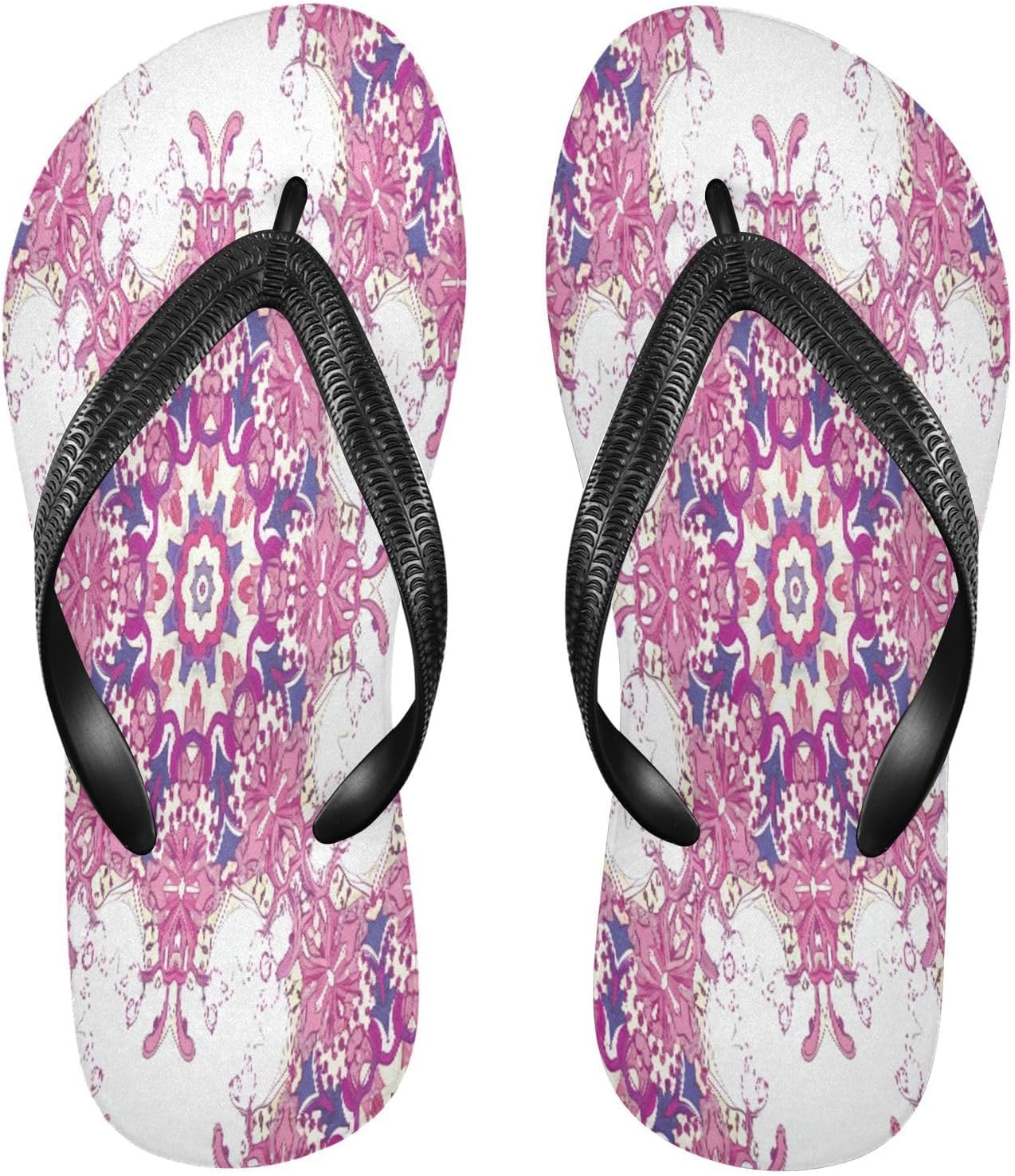 

Фиолетовые шлепанцы с цветочным рисунком мандалы, пляжные сандалии-вьетнамки, резинескользящие летние тапочки для мужчин и женщин для прогулок Sinestour