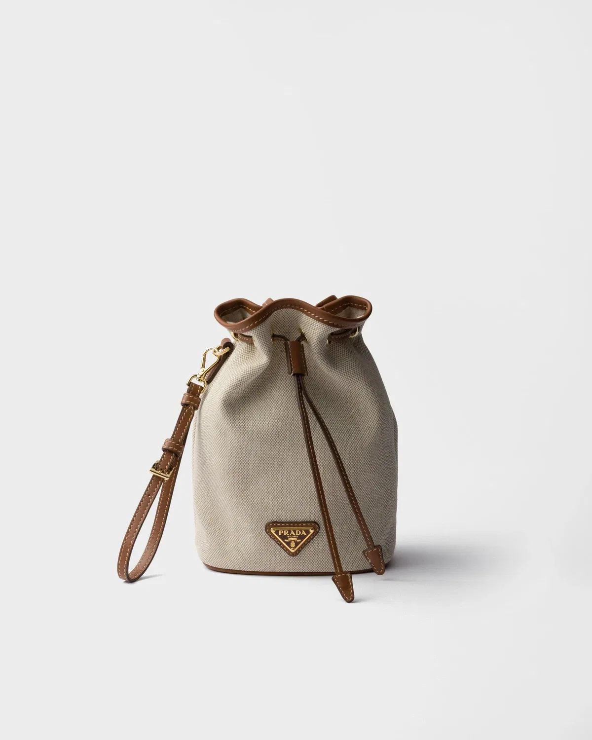Холщовый кожаный чехол Prada, бежевый