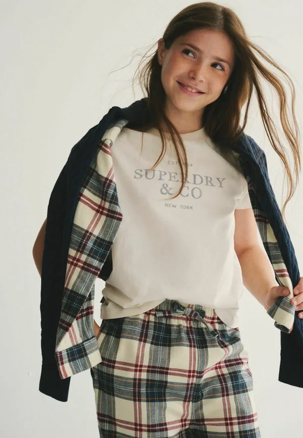 Классические клетчатые брюки стандартного кроя Superdry & Co, White — фото 3