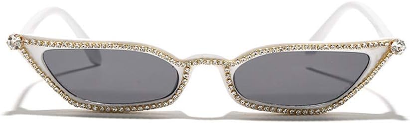 

COTIA Модные винтажные солнцезащитные очки в стиле «кошачий глаз» с бриллиантами, панк-стиль, женская маленькая оправа, хрустальные солнцезащитные очки с разноцветными стразами, White Gray