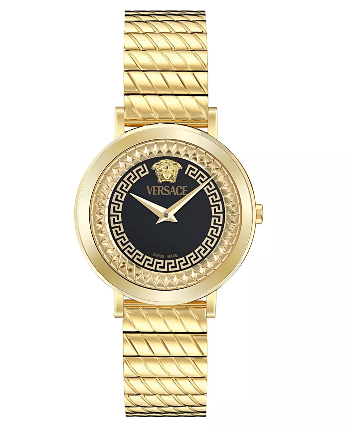 

Женские наручные часы Swiss Delphinus с позолоченным браслетом 35 мм Versace