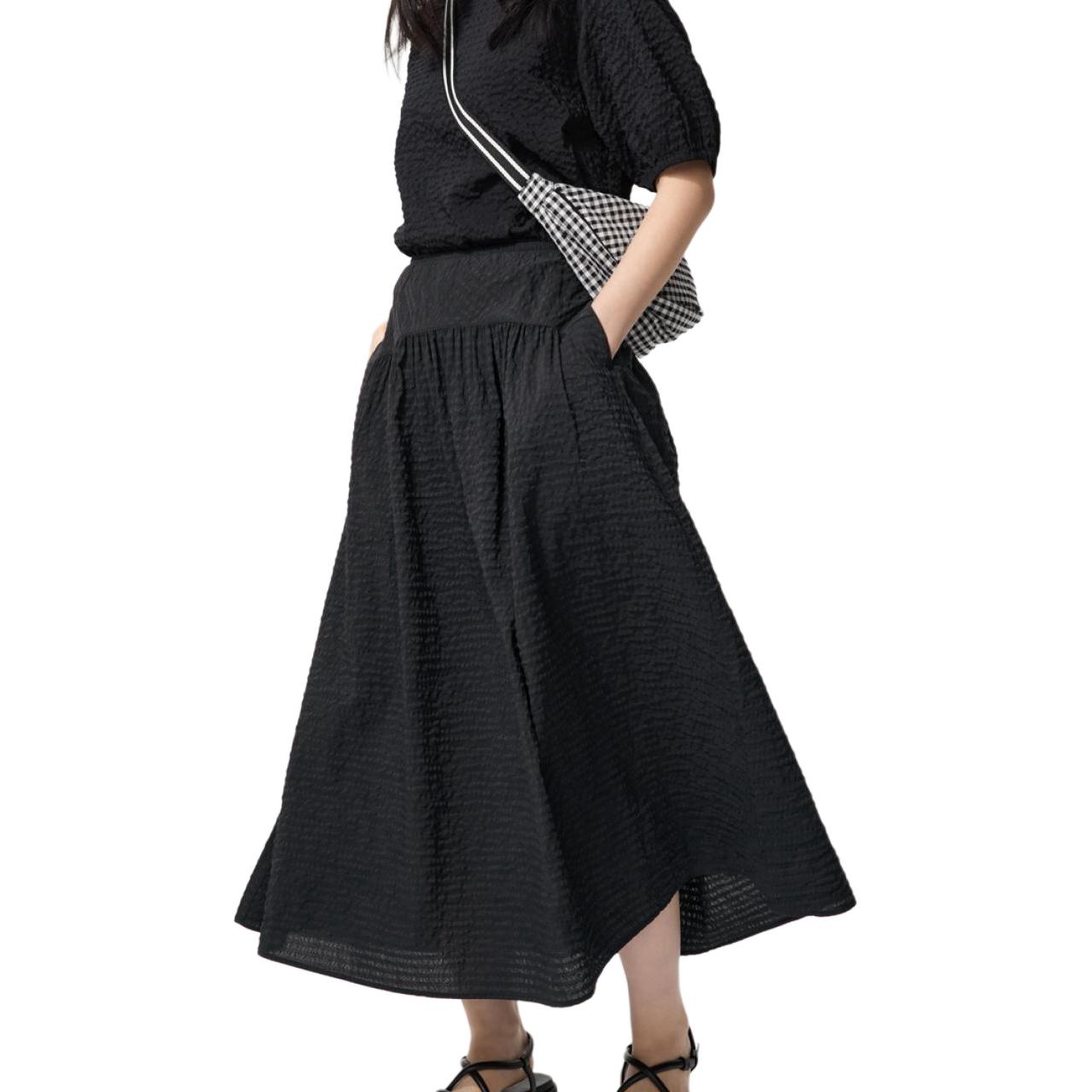 

UNIQLO Повседневная длинная юбка женская черная