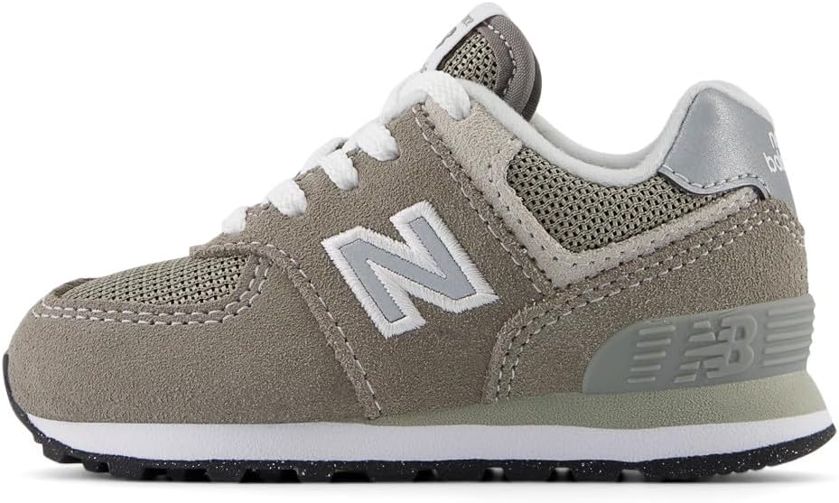 Кроссовки New Balance Kids' 574 V1 на шнуровке, серый/белый — фото 2