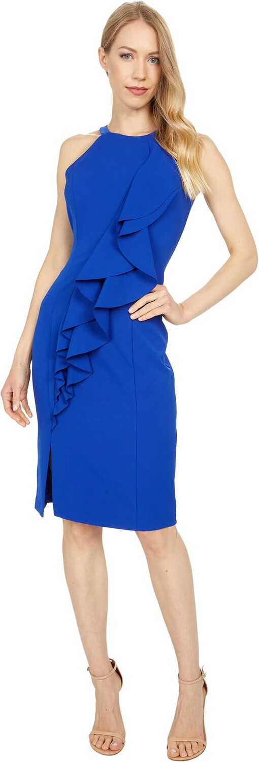

Платье Vince Camuto Stretch Crepe Halter Bodycon with Front Ruffle, цвет Cobalt