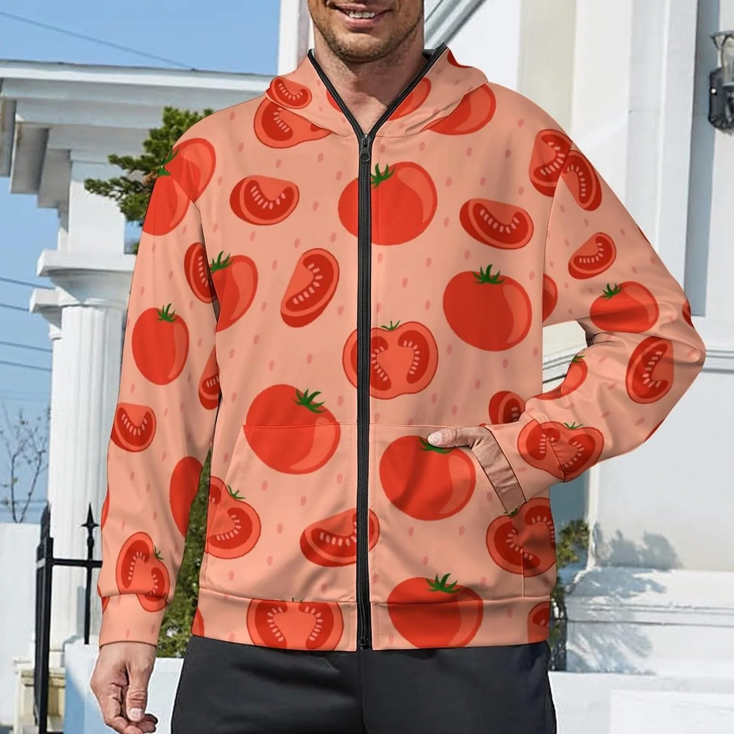 Cute Tomatos Ketchup мужская худи на молнии — фото 2