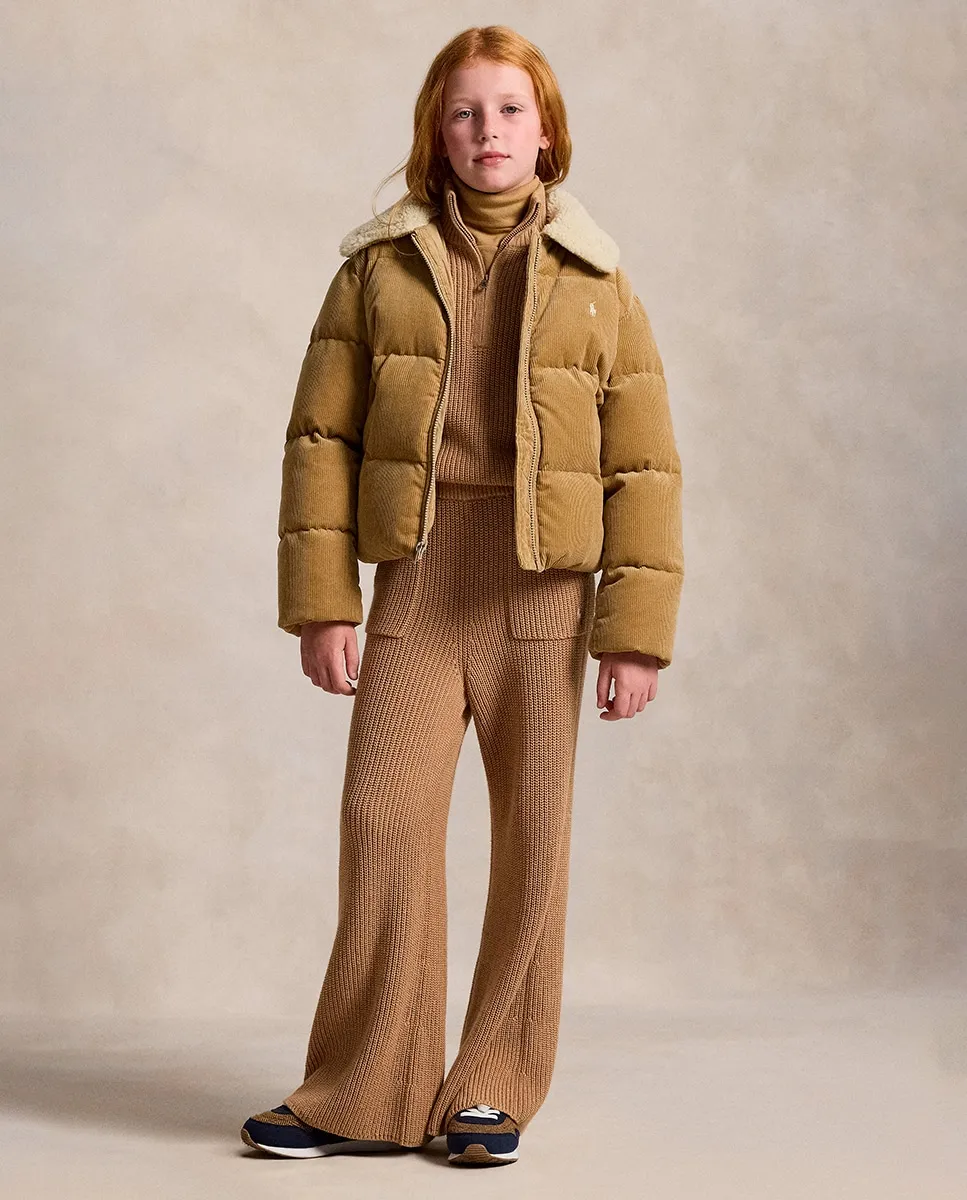 

Детские спортивные хлопковые брюки для девочки с шаговым швом Polo Ralph Lauren, песочный