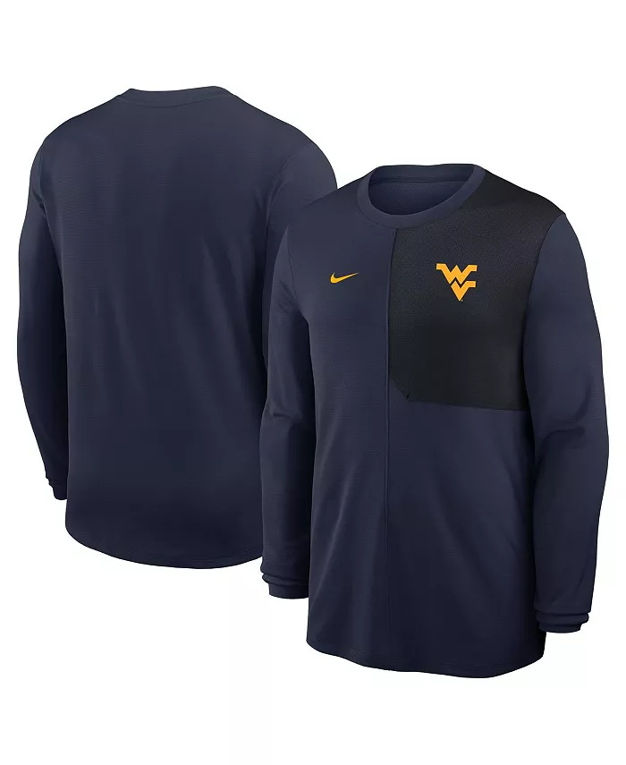 

Мужская синяя футболка West Virginia Mountaineers 2025 Sideline Coach UV Performance с длинным рукавом Nike