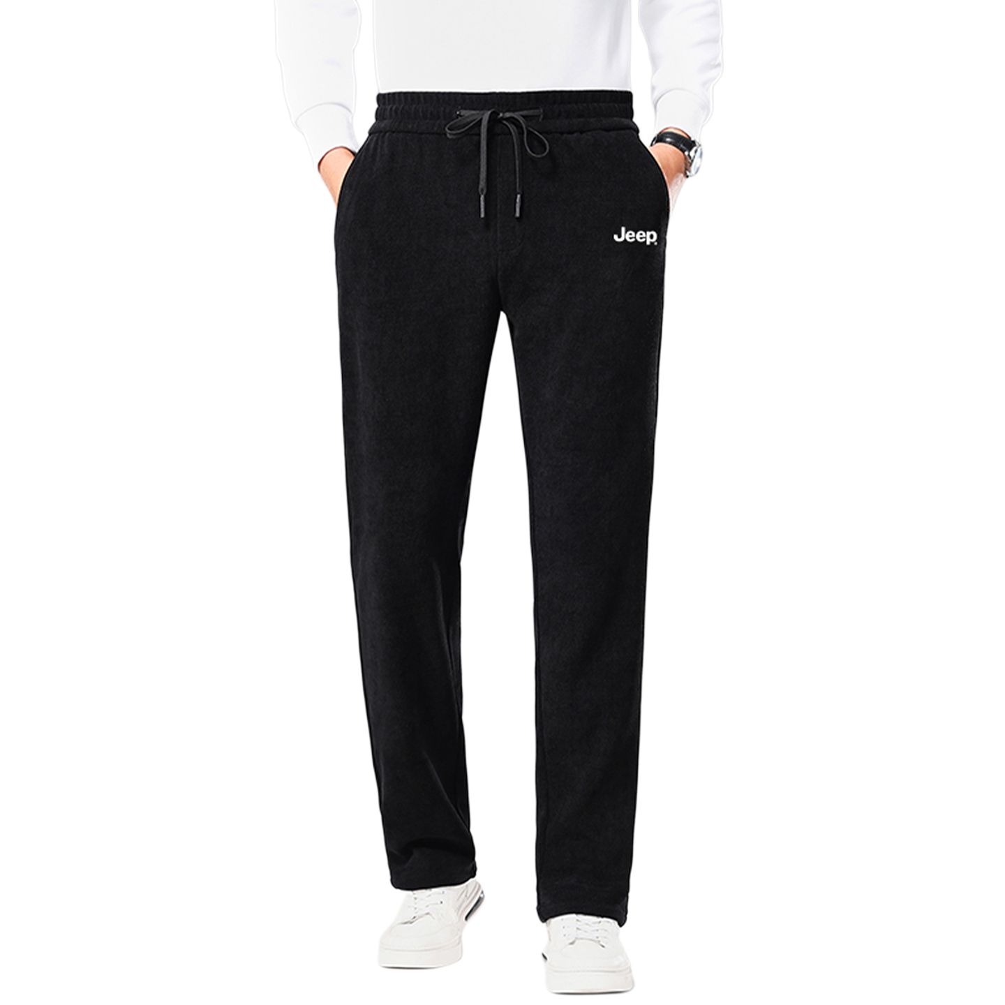 

Повседневные брюки Unisex утепленные прямого кроя Jeep, черный fleece-lined