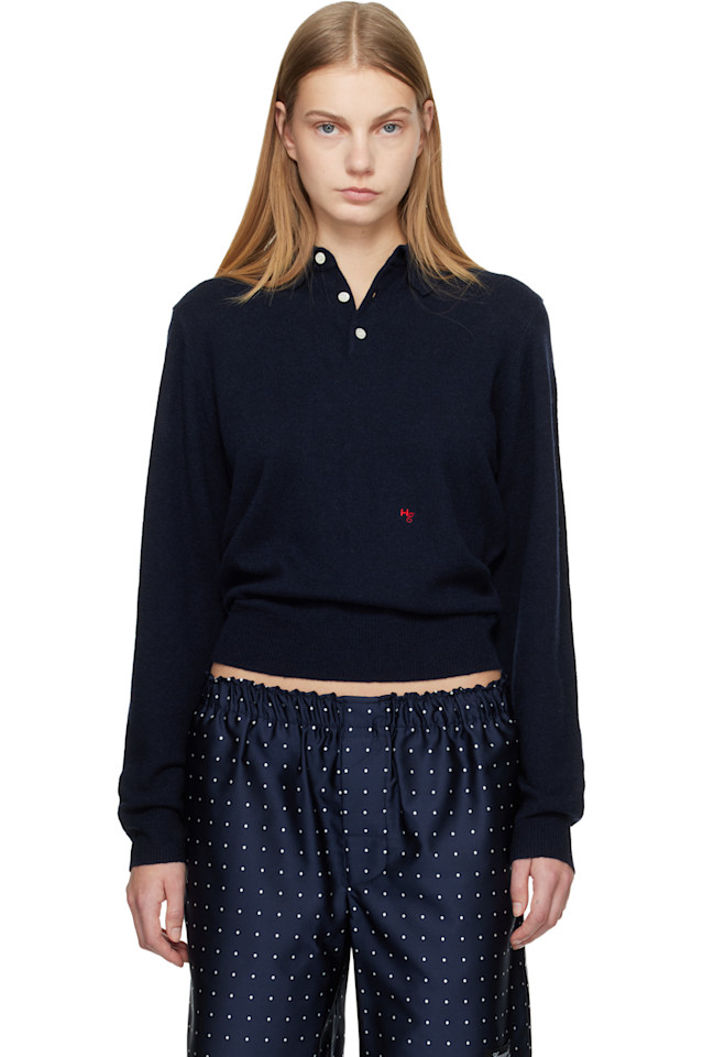 

Вязаное поло Hommegirls, темно-синий