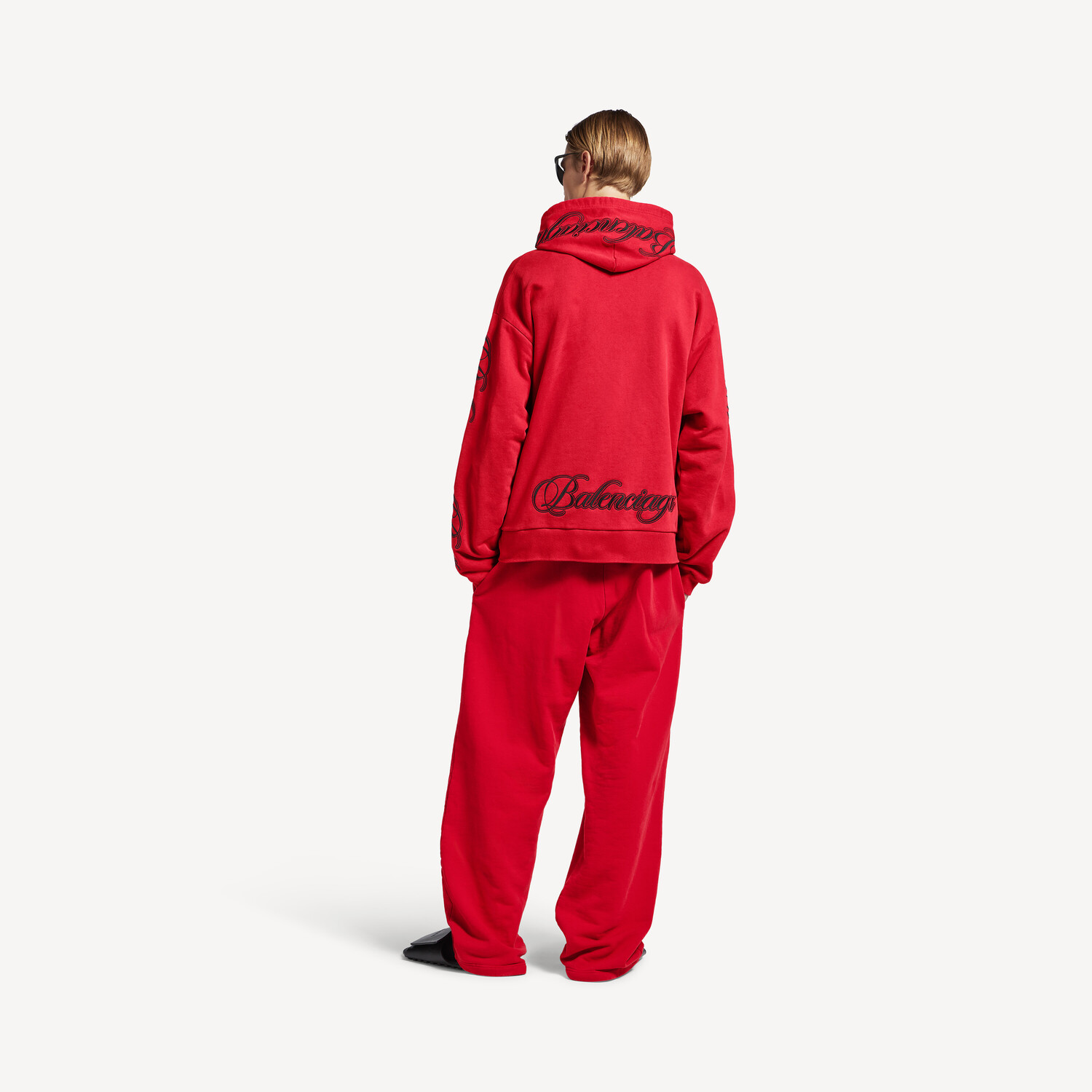 Худи Balenciaga Cursive Oversized, красный/черный — фото 4