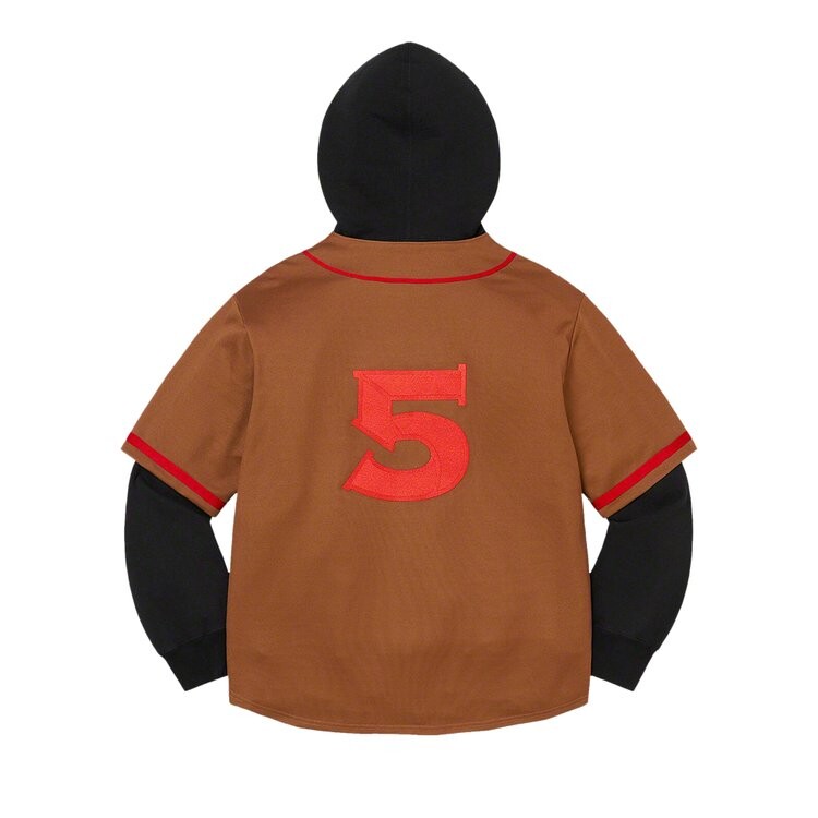 Толстовка Supreme Baseball Jersey Hooded Sweatshirt, коричневый — фото 2