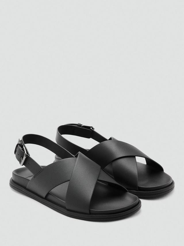 Римские кожаные сандалии с перекрестными ремешками Mango, Black — фото 2
