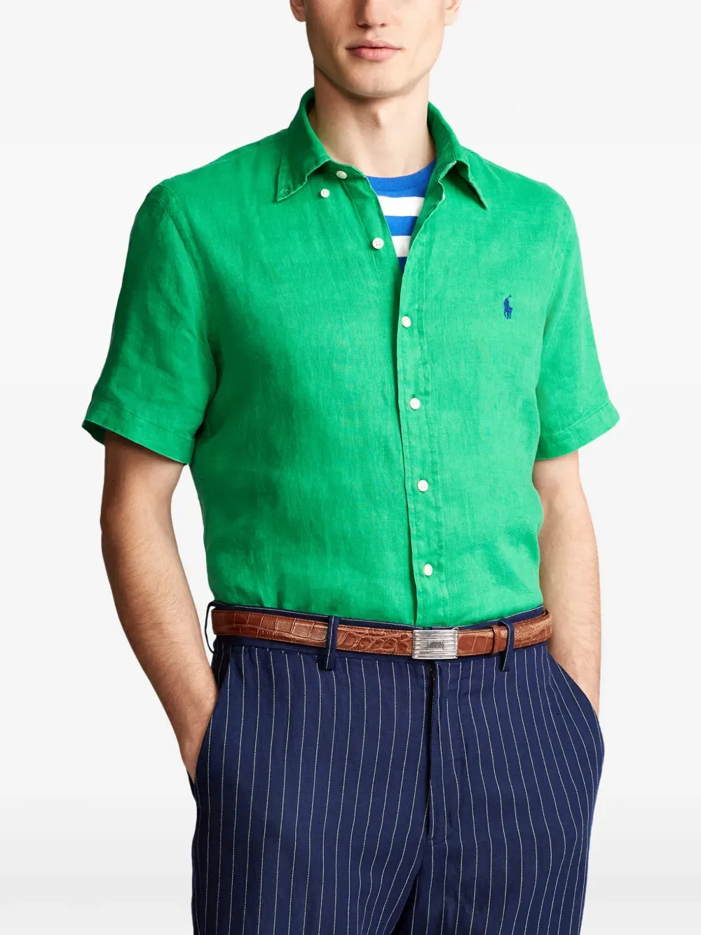 Рубашка с коротким рукавом на пуговицах Polo Ralph Lauren, зеленый — фото 3