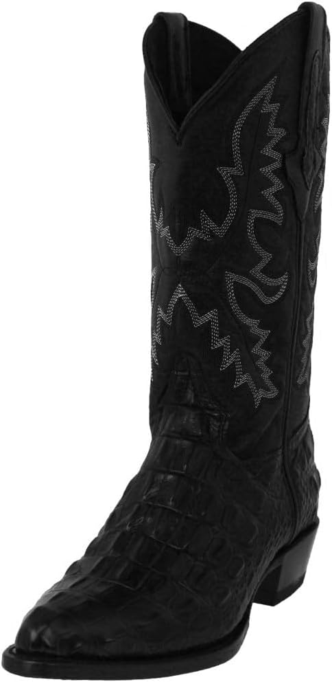 

Мужские ковбойские сапоги El Presidente Mens Western, черная кожа, узор под аллигатора сзади, носок J, черный