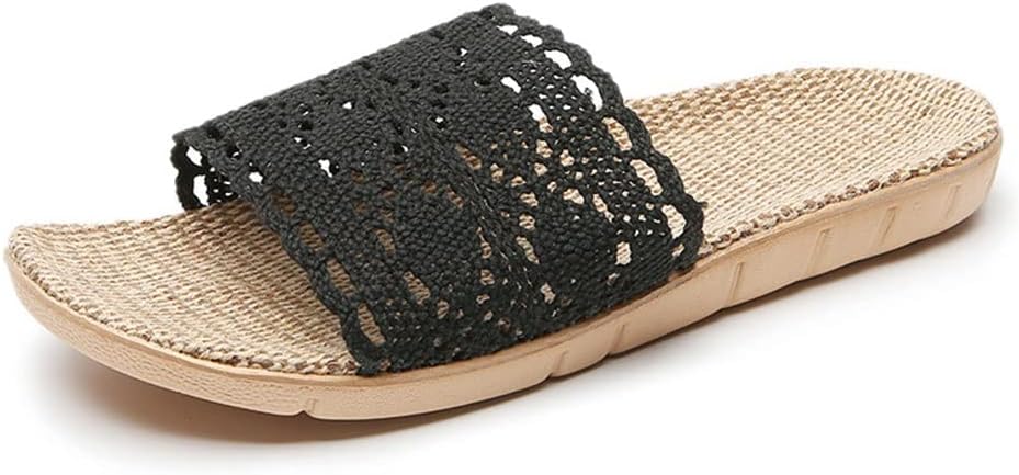 

Тапочки HSQMA для женщин Мода Унисекс льняные пляжные туфли, Противоскользящие тапочки для летних женщин Сандалии, шлепанцы, впитывающие пот и дышащие тапочки Сандалии с открытыми носками, черный