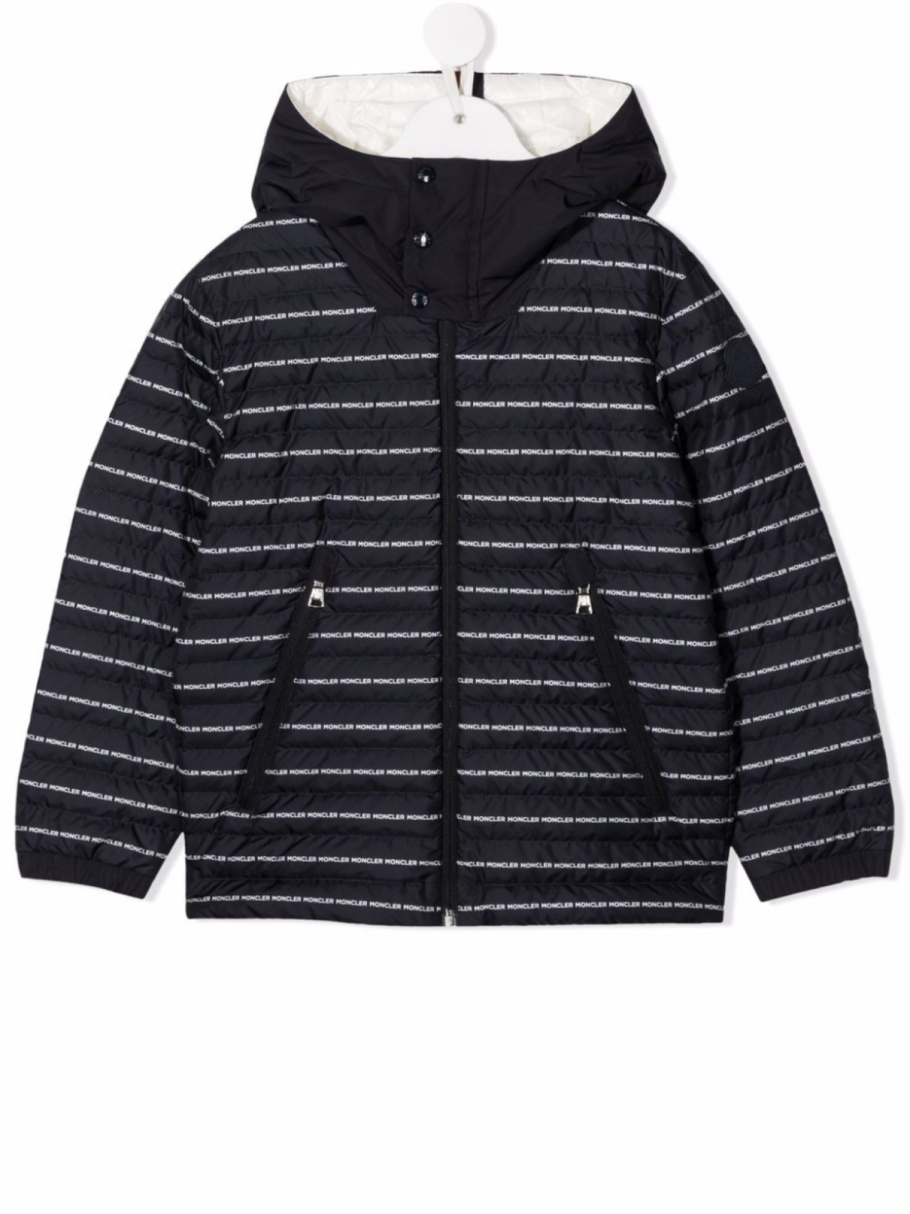 

Moncler Enfant куртка с капюшоном и логотипом, синий